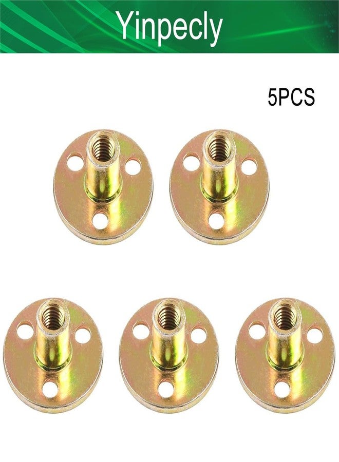 Yinpecly 3-Hole Tee Nut Carbon Steel T-Nuts Flange Insert Female Thread M8 x37x3mm for Furniture Legs Installation, Color Zinc 5Pcs - Image 4
